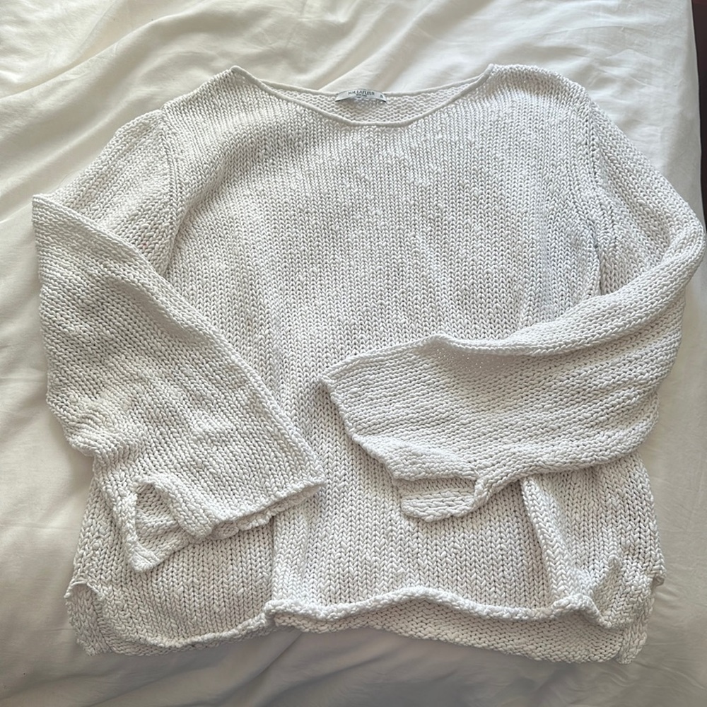 Boat neck open knit sweater
